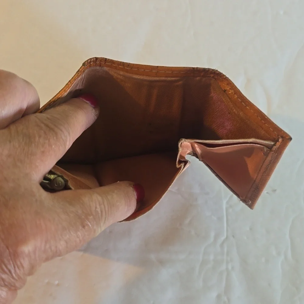 Princess Gardner Tan Cowhide leather Coin pouch Bi fold wallet Vintage